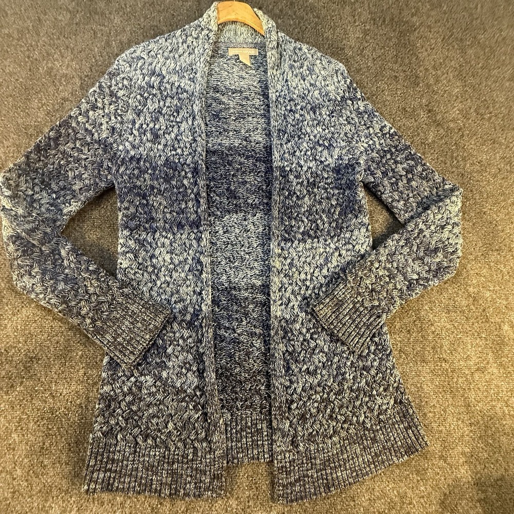 Banana Republic Medium Blue Ombre Open‎ Front Cotton Knit Cardigan Sweater M